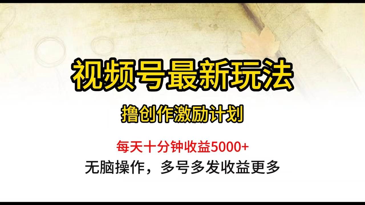 视频号最新玩法，每日一小时月入5000+轻创网-网创项目资源站-副业项目-创业项目-搞钱项目轻创网