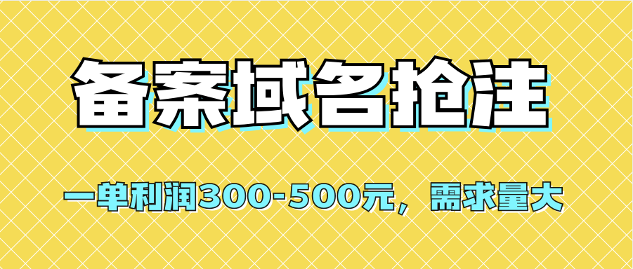 【全网首发】备案域名抢注，一单利润300-500元，需求量大轻创网-网创项目资源站-副业项目-创业项目-搞钱项目轻创网