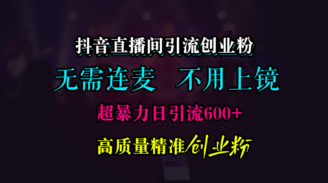 抖音直播间引流创业粉,无需连麦、无需上镜,超暴力日引流600+高质量精准创业粉轻创网-网创项目资源站-副业项目-创业项目-搞钱项目轻创网