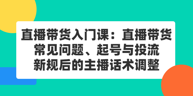 直播带货入门课：直播带货常见问题、起号与投流、新规后的主播话术调整轻创网-网创项目资源站-副业项目-创业项目-搞钱项目轻创网