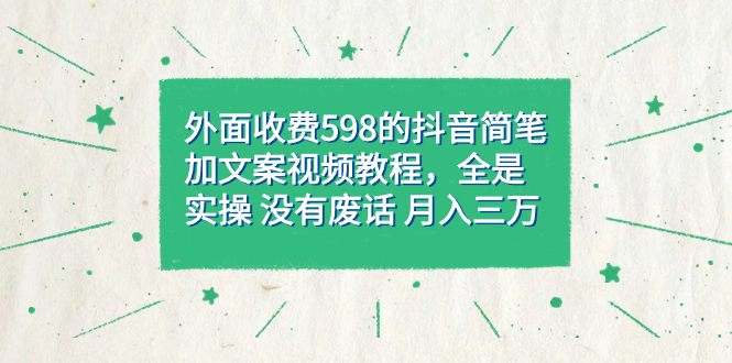 外面收费598抖音简笔加文案教程，全是实操 没有废话 月入三万（教程+资料）轻创网-网创项目资源站-副业项目-创业项目-搞钱项目轻创网