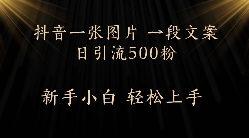 抖音一张图片，一段文案日引流500粉，新手小白 轻松上手轻创网-网创项目资源站-副业项目-创业项目-搞钱项目轻创网