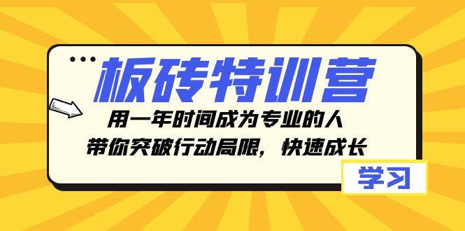 板砖特训营，用一年时间成为专业的人，带你突破行动局限，快速成长轻创网-网创项目资源站-副业项目-创业项目-搞钱项目轻创网