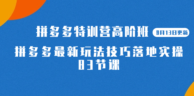 2023拼多多·特训营高阶班【9月13日更新】拼多多最新玩法技巧落地实操-83节轻创网-网创项目资源站-副业项目-创业项目-搞钱项目轻创网