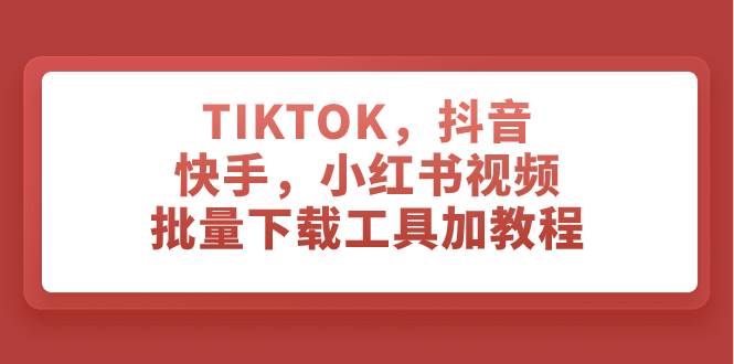TIKTOK，抖音，快手，小红书视频批量下载工具加教程轻创网-网创项目资源站-副业项目-创业项目-搞钱项目轻创网