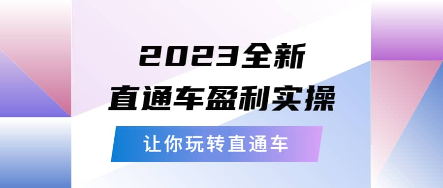 2023全新直通车·盈利实操:从底层,策略到搭建,让你玩转直通车轻创网-网创项目资源站-副业项目-创业项目-搞钱项目轻创网
