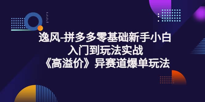 拼多多零基础新手小白入门到玩法实战《高溢价》异赛道爆单玩法实操课轻创网-网创项目资源站-副业项目-创业项目-搞钱项目轻创网