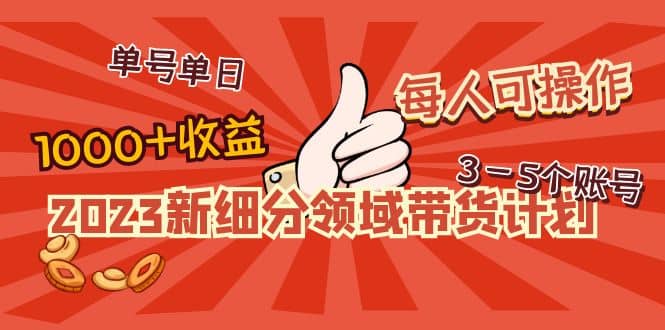 2023新细分领域带货计划：单号单日1000+收益不难，每人可操作3-5个账号轻创网-网创项目资源站-副业项目-创业项目-搞钱项目轻创网