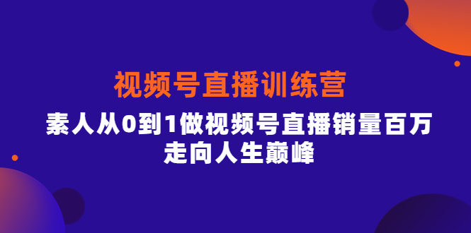 视频号直播训练营,素人从0到1做视频号直播销量百万,走向人生巅峰轻创网-网创项目资源站-副业项目-创业项目-搞钱项目轻创网