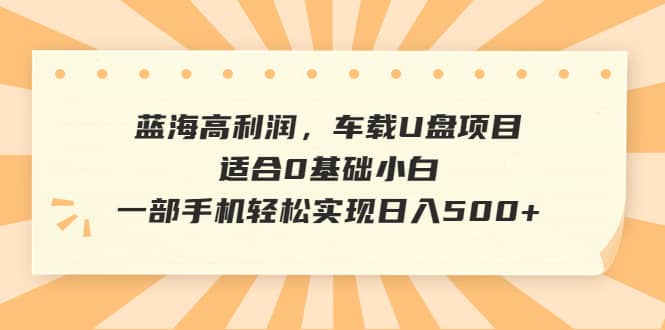 蓝海高利润，车载U盘项目，适合0基础小白，一部手机轻松实现日入500+轻创网-网创项目资源站-副业项目-创业项目-搞钱项目轻创网