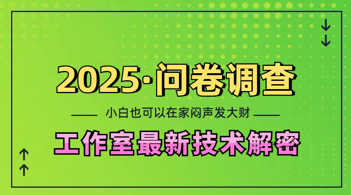2025《问卷调查》最新工作室技术解密：一个人在家也可以闷声发大财，小白一天200+，可矩阵放大轻创网-网创项目资源站-副业项目-创业项目-搞钱项目轻创网