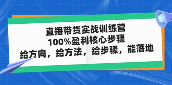 直播带货实战训练营：100%盈利核心步骤，给方向，给方法，给步骤，能落地轻创网-网创项目资源站-副业项目-创业项目-搞钱项目轻创网