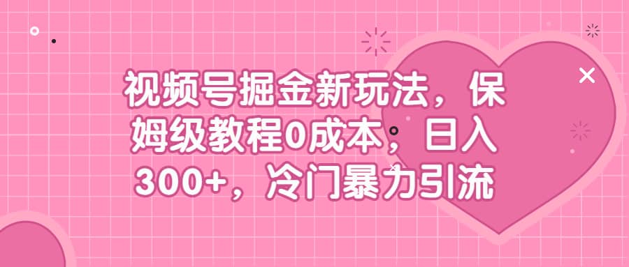 视频号掘金新玩法，保姆级教程0成本，日入300+，冷门暴力引流轻创网-网创项目资源站-副业项目-创业项目-搞钱项目轻创网
