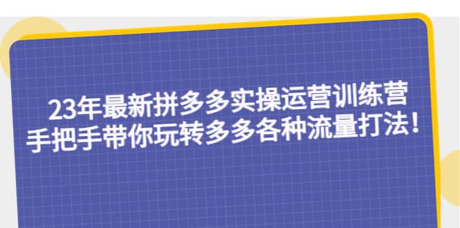 23年最新拼多多实操运营训练营：手把手带你玩转多多各种流量打法！轻创网-网创项目资源站-副业项目-创业项目-搞钱项目轻创网
