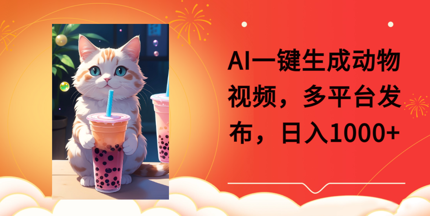AI一键生成动物搞笑视频，多平台发布，轻松破千万播放，日入2000+轻创网-网创项目资源站-副业项目-创业项目-搞钱项目轻创网