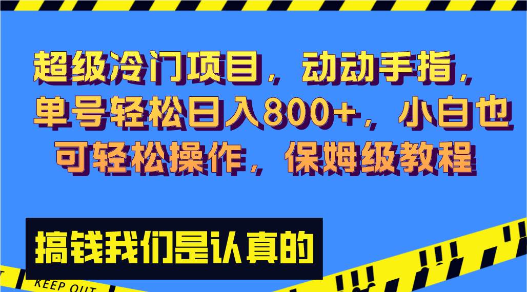 超级冷门项目,动动手指，单号轻松日入800+，小白也可轻松操作，保姆级教程轻创网-网创项目资源站-副业项目-创业项目-搞钱项目轻创网