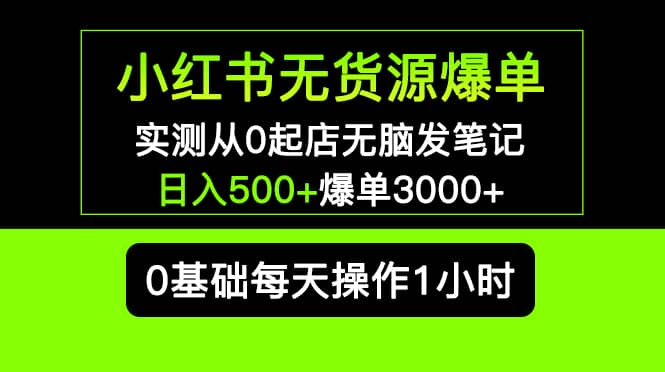 小红书无货源爆单 实测从0起店无脑发笔记爆单3000+长期项目可多店轻创网-网创项目资源站-副业项目-创业项目-搞钱项目轻创网