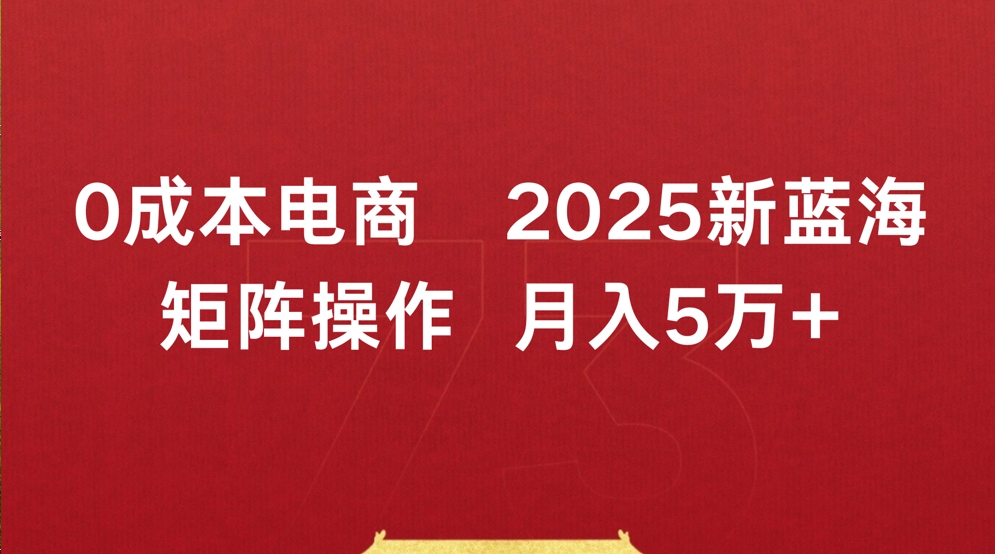 0成本电商2025新蓝海矩阵操作 月入5万+轻创网-网创项目资源站-副业项目-创业项目-搞钱项目轻创网