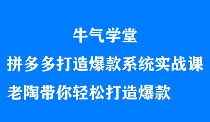 牛气学堂拼多多打造爆款系统实战课，老陶带你轻松打造爆款轻创网-网创项目资源站-副业项目-创业项目-搞钱项目轻创网