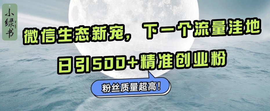 微信生态新宠小绿书:下一个流量洼地,粉丝质量超高,日引500+精准创业粉,轻创网-网创项目资源站-副业项目-创业项目-搞钱项目轻创网
