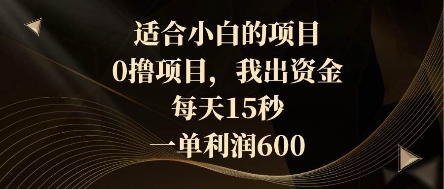 适合小白的项目,0撸项目,我出资金,每天15秒,一单利润600轻创网-网创项目资源站-副业项目-创业项目-搞钱项目轻创网