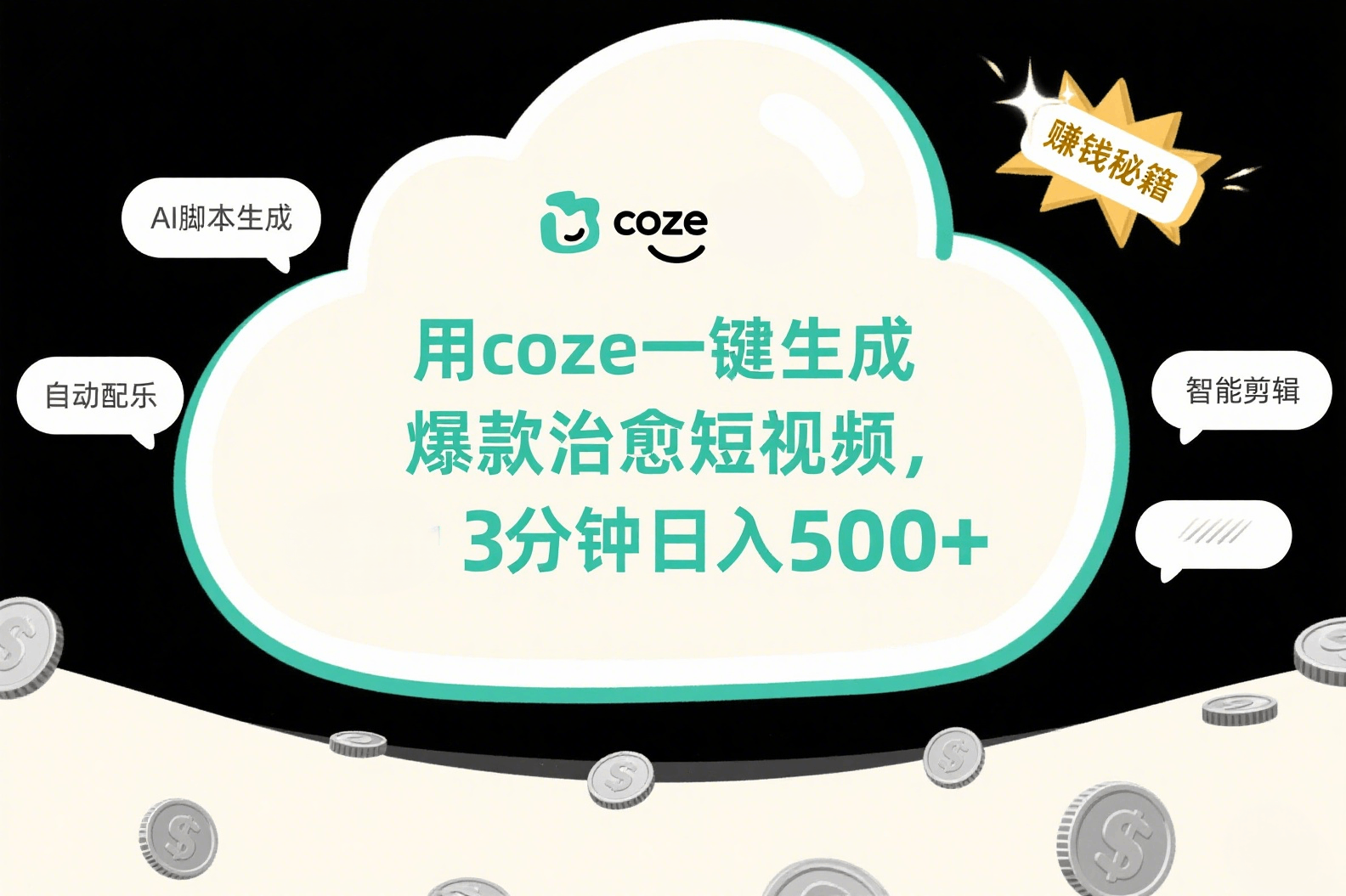 用coze一键生成爆款治愈短视频,3分钟日入500+轻创网-网创项目资源站-副业项目-创业项目-搞钱项目轻创网