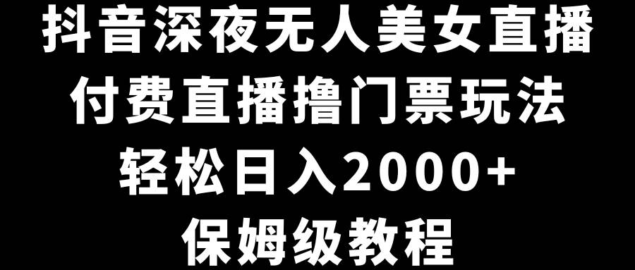 抖音深夜无人美女直播，付费直播撸门票玩法，轻松日入2000+，保姆级教程轻创网-网创项目资源站-副业项目-创业项目-搞钱项目轻创网