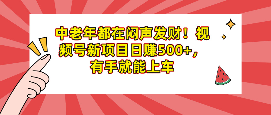 中老年都在闷声发财！视频号新项目日赚500+，有手就能上车轻创网-网创项目资源站-副业项目-创业项目-搞钱项目轻创网