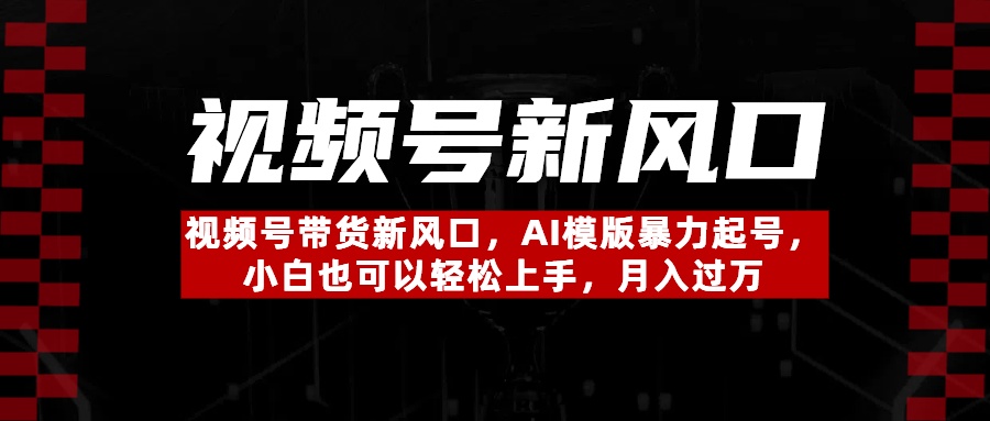 视频号带货新风口，AI模版暴力起号，小白也可以轻松上手，月入过万轻创网-网创项目资源站-副业项目-创业项目-搞钱项目轻创网
