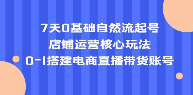 7天0基础自然流起号，店铺运营核心玩法，0-1搭建电商直播带货账号轻创网-网创项目资源站-副业项目-创业项目-搞钱项目轻创网