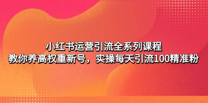 小红书运营引流全系列课程：教你养高权重新号轻创网-网创项目资源站-副业项目-创业项目-搞钱项目轻创网