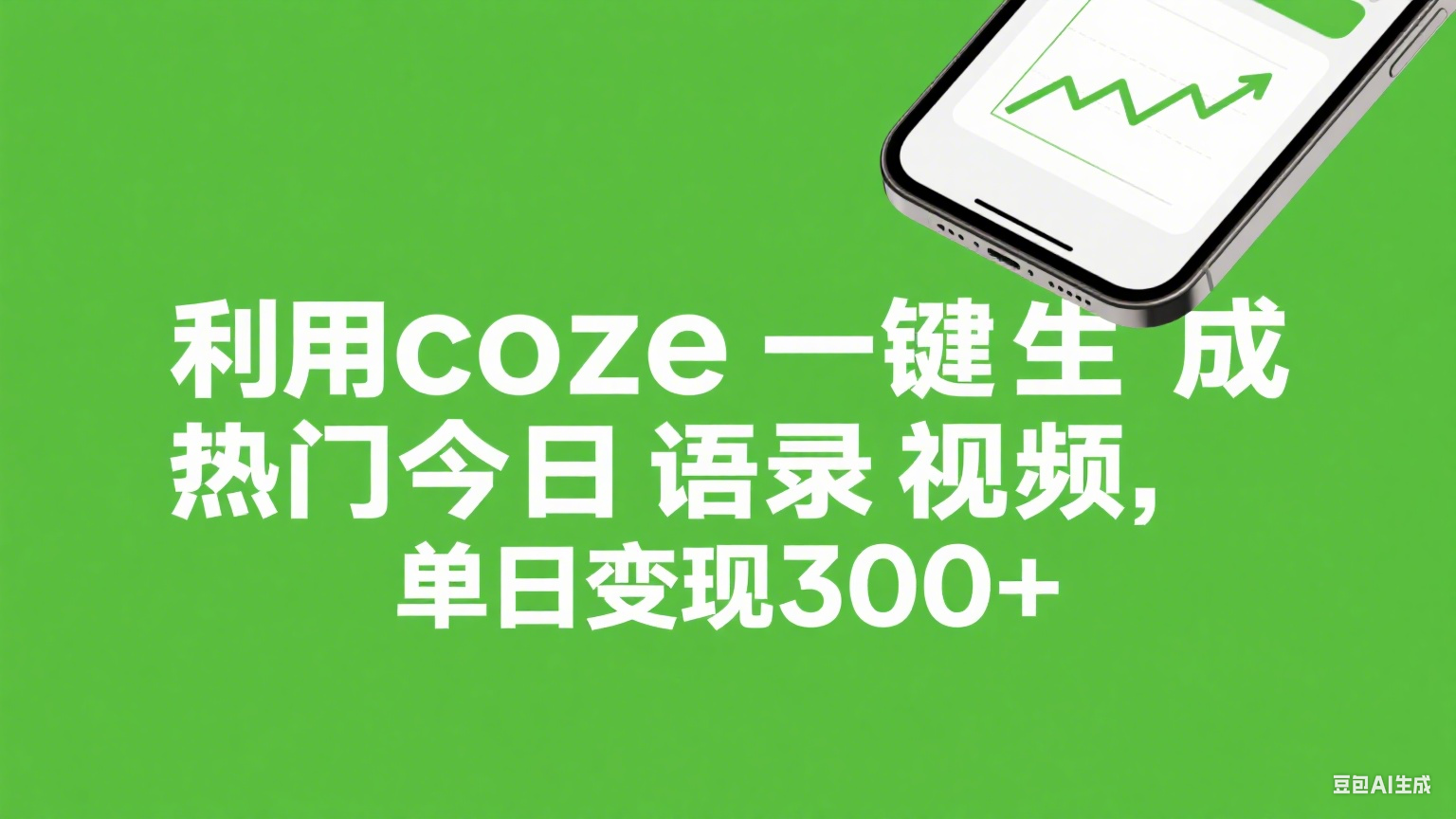 利用coze一键生成热门今日语录视频，单日变现300+轻创网-网创项目资源站-副业项目-创业项目-搞钱项目轻创网