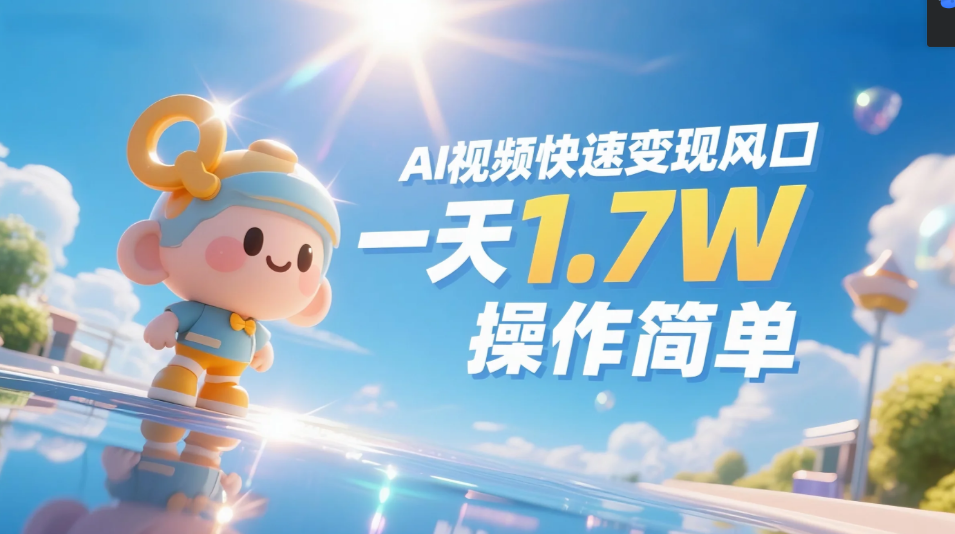 《Ai视频变现风口，一天1.7W，收入无上限，操作简单》轻创网-网创项目资源站-副业项目-创业项目-搞钱项目轻创网