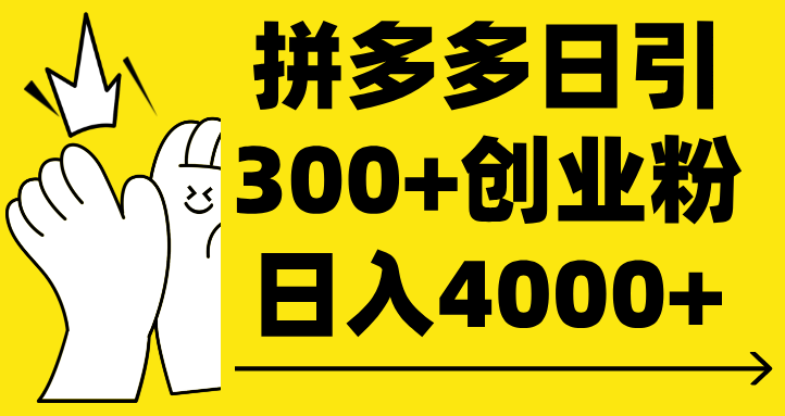 拼多多日引300+创业粉 日入4000+轻创网-网创项目资源站-副业项目-创业项目-搞钱项目轻创网