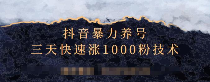 抖音暴力养号，三天快速涨1000粉技术【视频课程】轻创网-网创项目资源站-副业项目-创业项目-搞钱项目轻创网