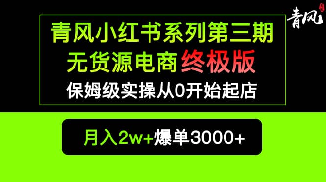 小红书无货源电商爆单终极版【视频教程+实战手册】保姆级实操从0起店爆单轻创网-网创项目资源站-副业项目-创业项目-搞钱项目轻创网