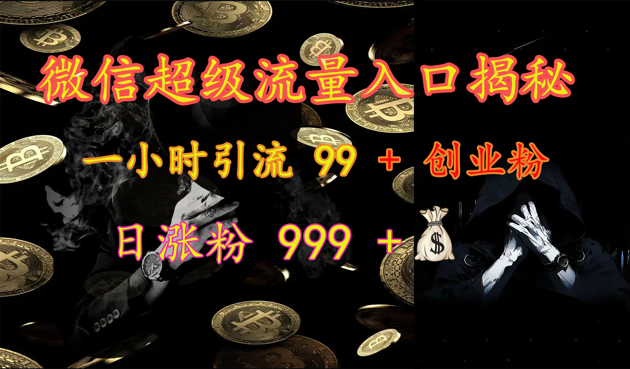 微信超级流量入口揭秘：一小时引流 99 + 创业粉，日涨粉 999 +【揭秘】轻创网-网创项目资源站-副业项目-创业项目-搞钱项目轻创网