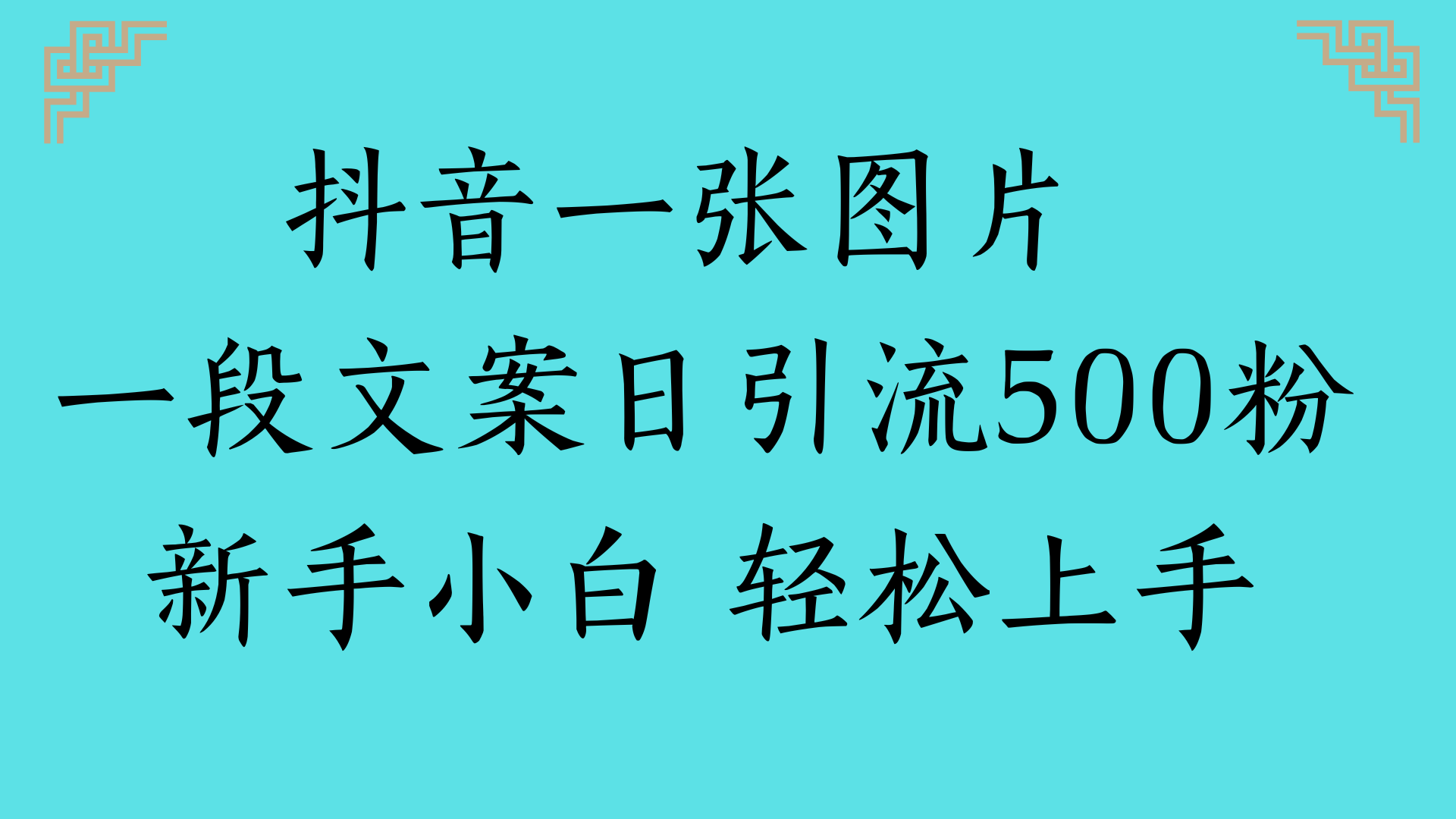 抖音一张图片 一段文案日引流500粉新手小白 轻松上手轻创网-网创项目资源站-副业项目-创业项目-搞钱项目轻创网