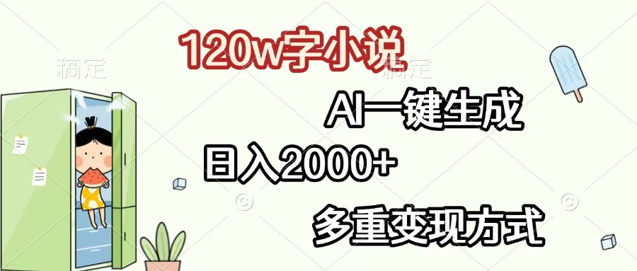 120w字小说,AI一键生成,日入2000+,多重变现方式轻创网-网创项目资源站-副业项目-创业项目-搞钱项目轻创网