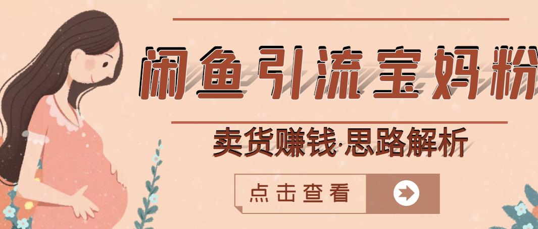 闲鱼引流宝妈粉+卖货赚钱一个月收益30000+（实操视频教程）轻创网-网创项目资源站-副业项目-创业项目-搞钱项目轻创网