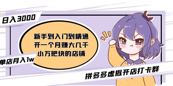 拼多多虚拟开店打卡群：入门到精通（昨日群里有小伙伴3000+）2月26更新轻创网-网创项目资源站-副业项目-创业项目-搞钱项目轻创网