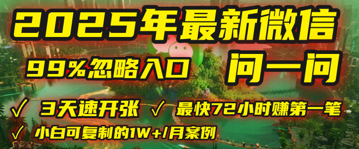 2025年，被99%的人忽视的微信问一问：每天写300字，最快3天就能“开张”赚到第一笔钱，有人已稳定月入1W+！轻创网-网创项目资源站-副业项目-创业项目-搞钱项目轻创网