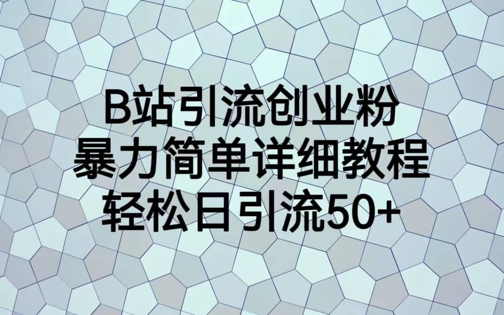 B站引流创业粉，暴力简单详细教程，轻松日引流50+轻创网-网创项目资源站-副业项目-创业项目-搞钱项目轻创网