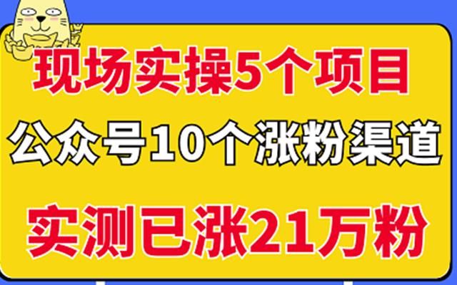 现场实操5个公众号项目，10个涨粉渠道，实测已涨21万粉！轻创网-网创项目资源站-副业项目-创业项目-搞钱项目轻创网