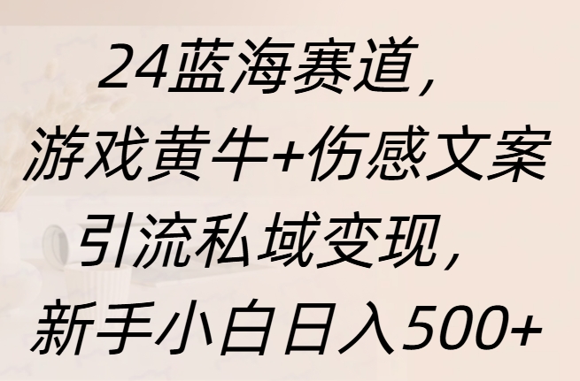 24蓝海赛道，游戏黄牛+伤感文案引流私域变现，新手日入500+轻创网-网创项目资源站-副业项目-创业项目-搞钱项目轻创网