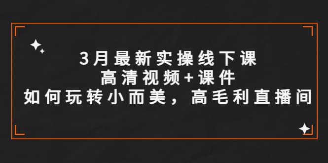 3月最新实操线下课高清视频+课件,如何玩转小而美,高毛利直播间轻创网-网创项目资源站-副业项目-创业项目-搞钱项目轻创网