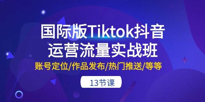 国际版Tiktok抖音运营流量实战班：账号定位/作品发布/热门推送/等等-13节轻创网-网创项目资源站-副业项目-创业项目-搞钱项目轻创网