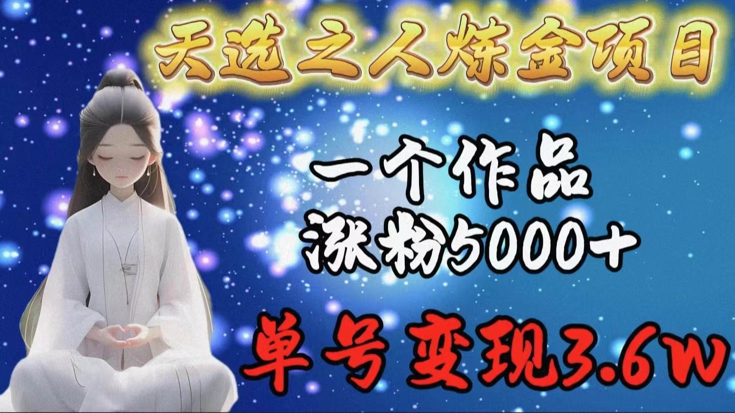 天选之人炼金项目，一个作品涨粉5000+，单号变现3.6w轻创网-网创项目资源站-副业项目-创业项目-搞钱项目轻创网