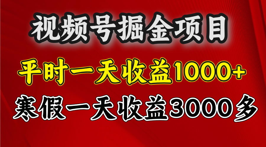 视频号掘金项目，寒假一天收益3000多轻创网-网创项目资源站-副业项目-创业项目-搞钱项目轻创网