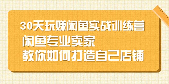 30天玩赚闲鱼实战训练营，闲鱼专业卖家教你如何打造自己店铺轻创网-网创项目资源站-副业项目-创业项目-搞钱项目轻创网